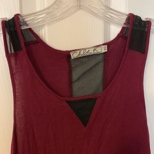 Chloe K Tank Top, XS, Burgundy and Black